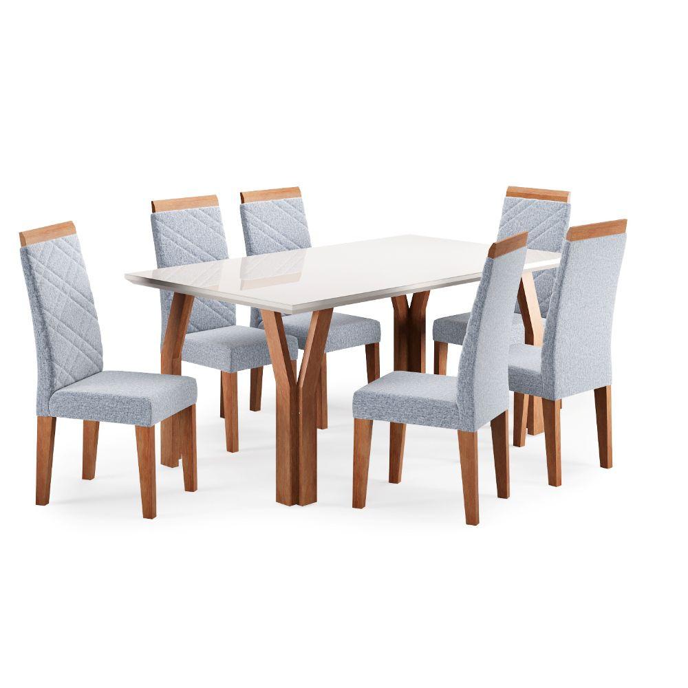Conjunto Sala de Jantar Mesa 154cm Atlas Tampo com Vidro com 6 Cadeiras Atlas Madetal - 2