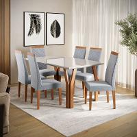 Conjunto Sala de Jantar Mesa 154cm Atlas Tampo com Vidro com 6 Cadeiras Atlas Madetal - 1