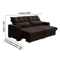 Sofá 3 Lugares Retrátil Reclinável 200m Veludo Mônaco Requinte - 3