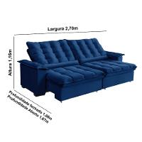 Sofá 4 Lugares Retrátil Reclinável 270cm Veludo Bogotá Requinte - 3