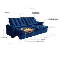 Sofá 4 Lugares Retrátil Reclinável 270cm Veludo Bogotá Requinte - 4