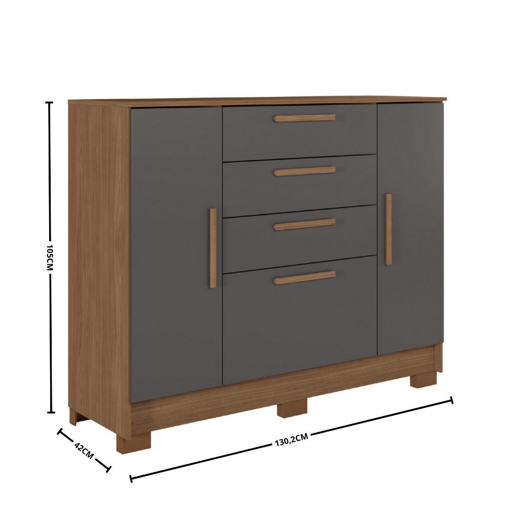 Cômoda 4 Gavetas 2 Portas com Pés Pinhais 2.4 Santos Andirá - 4