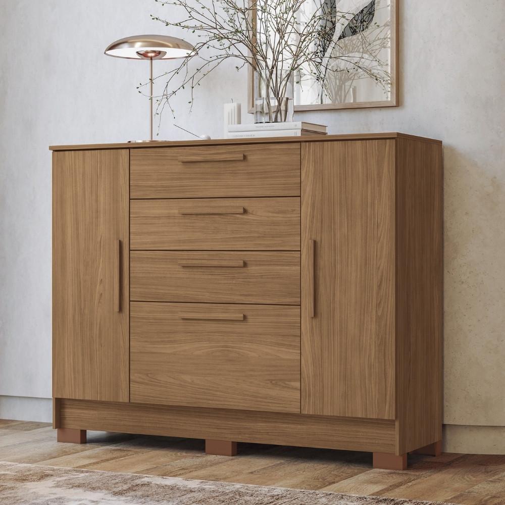 Cômoda 4 Gavetas 2 Portas com Pés Pinhais 2.4 Santos Andirá - 1