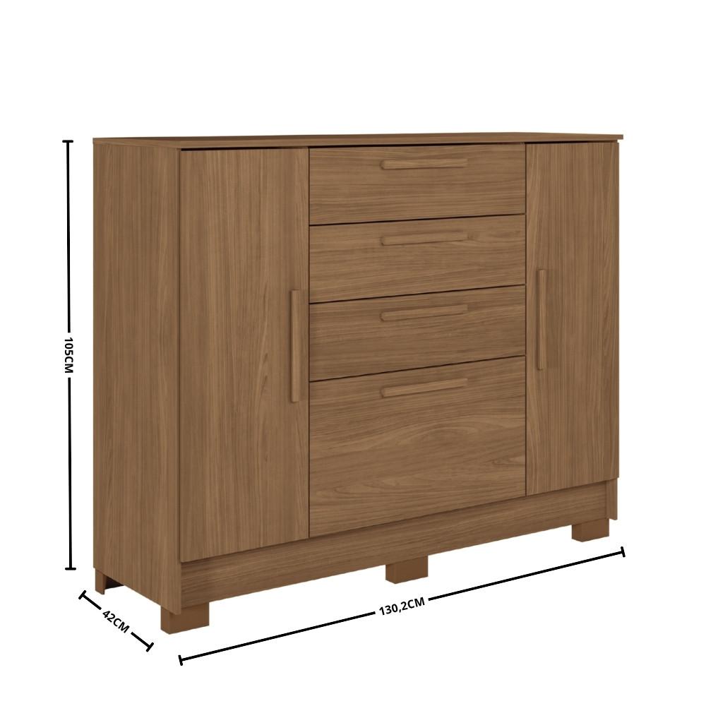 Cômoda 4 Gavetas 2 Portas com Pés Pinhais 2.4 Santos Andirá - 4