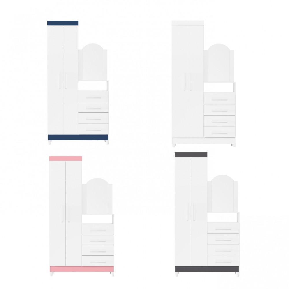 Cômoda Penteadeira 4 Gavetas com Espelho Flex Capri Damulti - 2