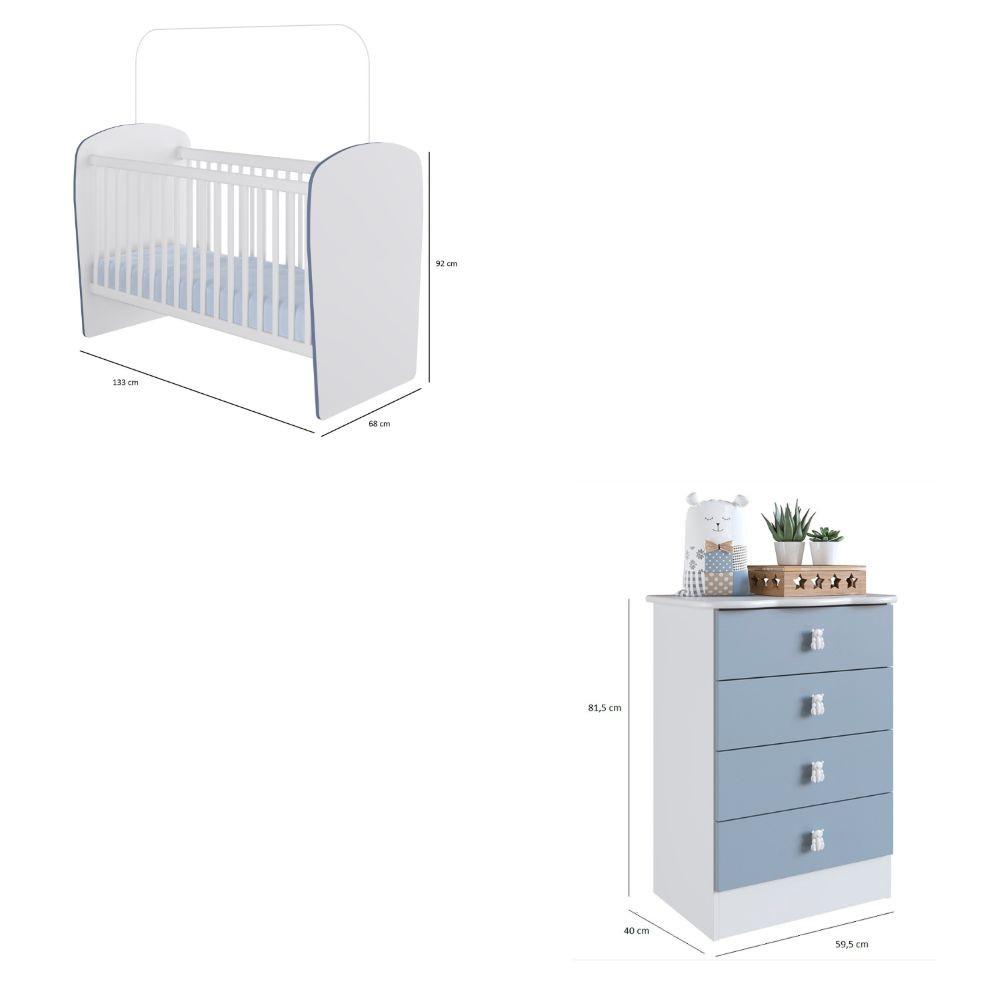 Quarto de Bebê Berço e Cômoda 4 Gavetas Tedy Percasa - 3