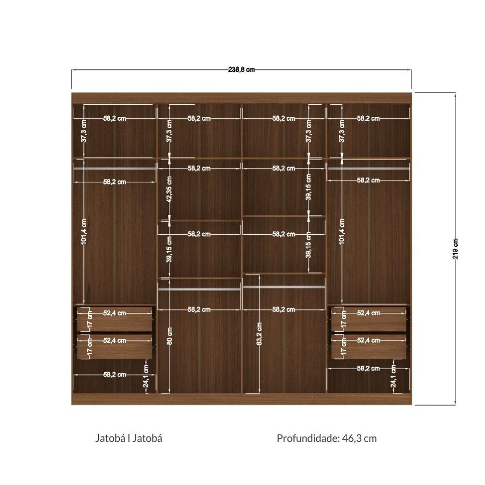 Guarda Roupa Casal com Espelho 8 Portas Master New 8.4 Santos Andirá - 6
