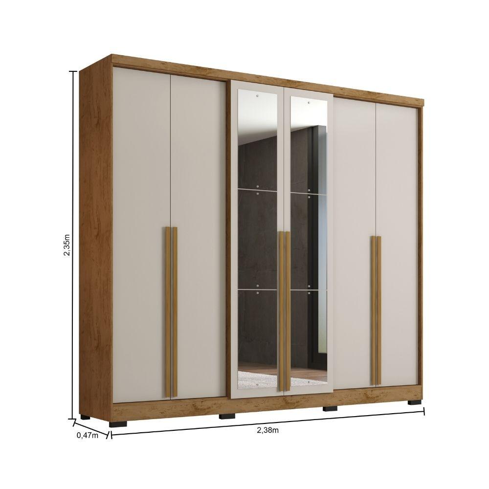 Guarda Roupa Casal com Espelho 6 Portas e Pés Serena Damulti - 4