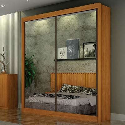 Guarda Roupa Casal com Espelho 2 Portas de Correr Em MDF São Paulo Leifer