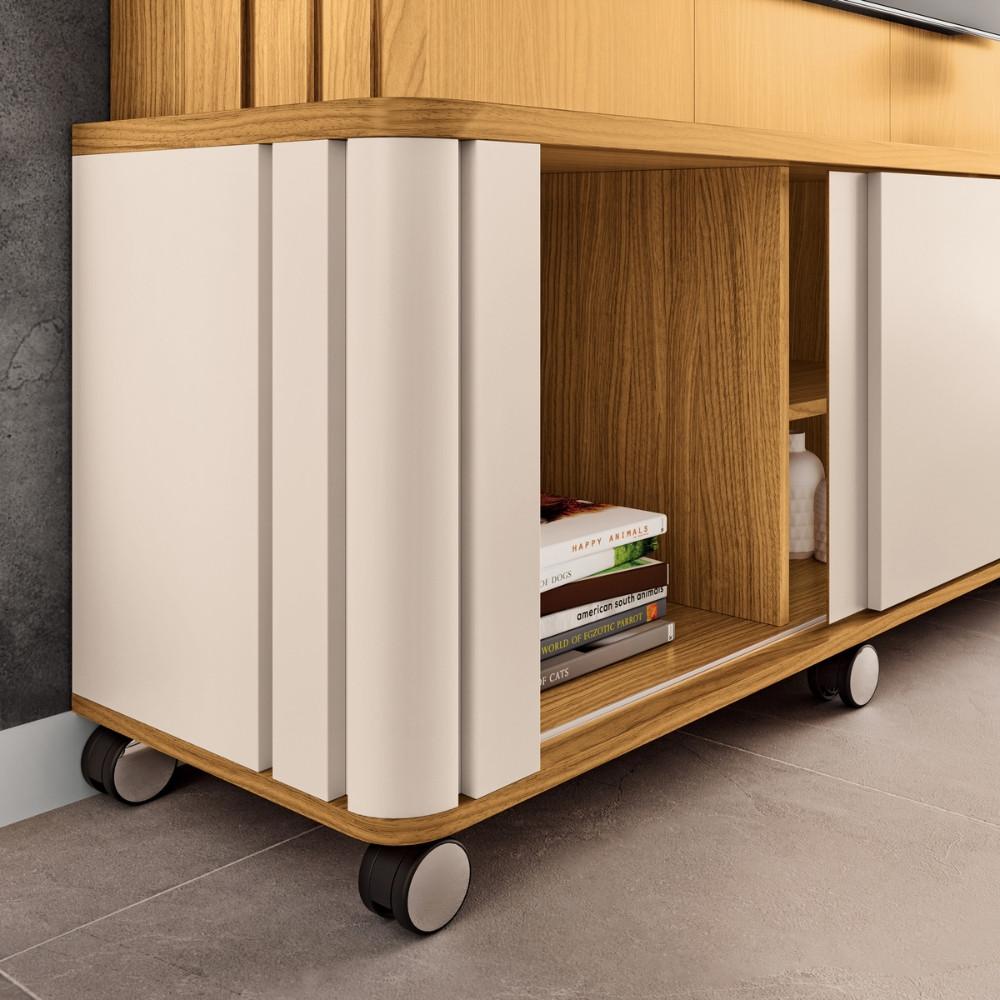 Estante Home Ripada para TV até 70 Polegadas 1 Porta de Correr com Rodízios Trinus HB Móveis - 5