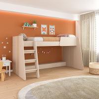 Cama Infantil Alta Solteiro com Escada Isis Mobikasa - 1