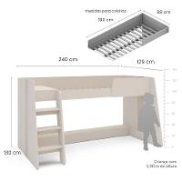 Cama Infantil Alta Solteiro com Escada Isis Mobikasa - 4