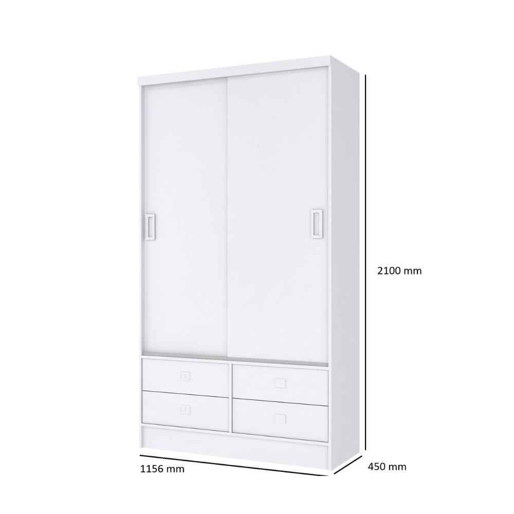 Guarda Roupa Infantil 2 Portas de Correr 4 Gavetas Sofia Percasa - 4