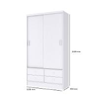 Guarda Roupa Infantil 2 Portas de Correr 4 Gavetas Sofia Percasa