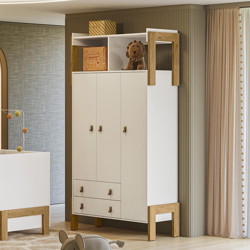 Guarda Roupa Infantil 3 Portas 2 Gavetas Fantasia Qmovi - 1