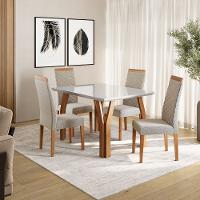 Conjunto Sala de Jantar Mesa Atlas 120cm Tampo Vidro com 4 Cadeiras Atlas Madetal - 1