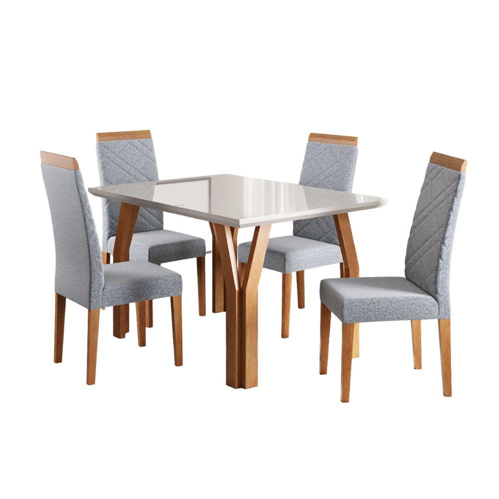 Conjunto Sala de Jantar Mesa Atlas 120cm Tampo Vidro com 4 Cadeiras Atlas Madetal - 2