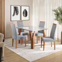 Conjunto Sala de Jantar Mesa Atlas 120cm Tampo Vidro com 4 Cadeiras Atlas Madetal - 1