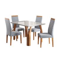 Conjunto Sala de Jantar Mesa Atlas 120cm Tampo Vidro com 4 Cadeiras Atlas Madetal - 2