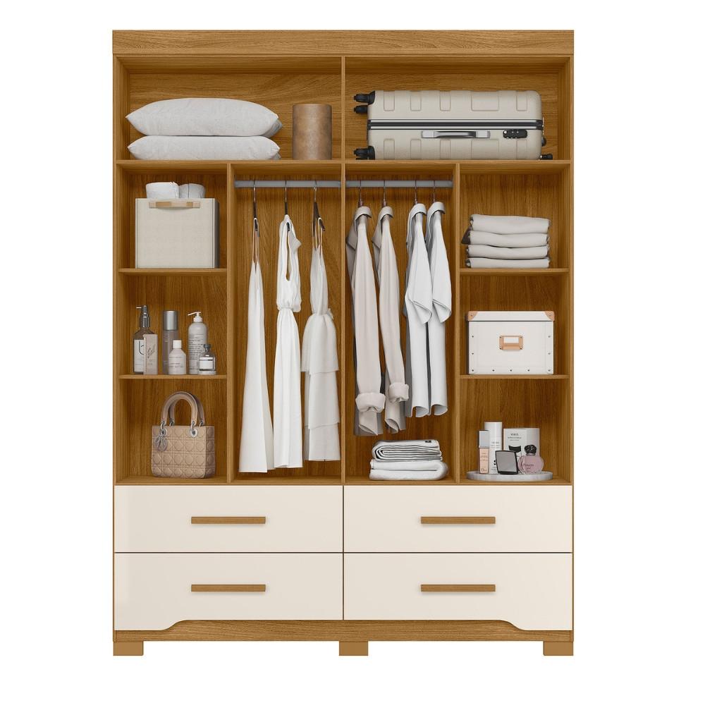 Guarda Roupa Solteiro com Espelho 4 Portas 4 Gavetas e Pés Miami Moval - 3