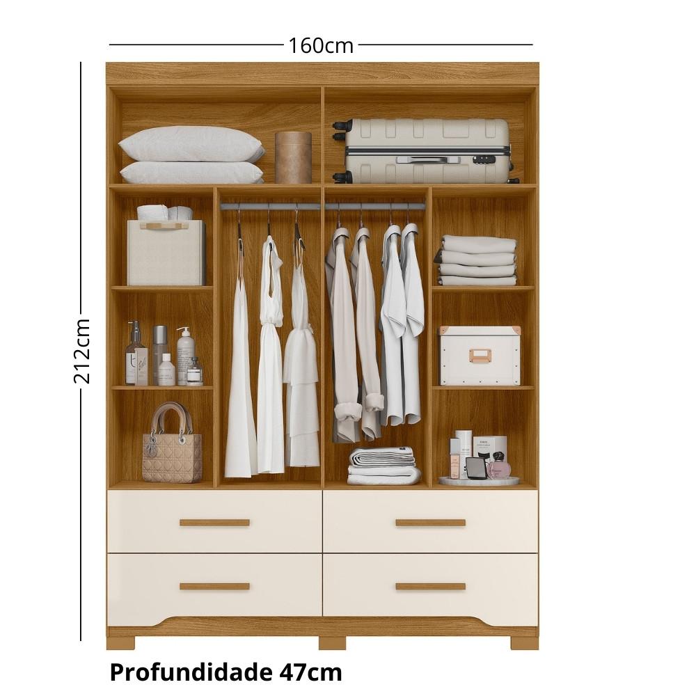 Guarda Roupa Solteiro com Espelho 4 Portas 4 Gavetas e Pés Miami Moval - 4