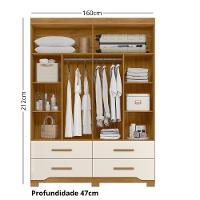 Guarda Roupa Solteiro com Espelho 4 Portas 4 Gavetas e Pés Miami Moval - 4