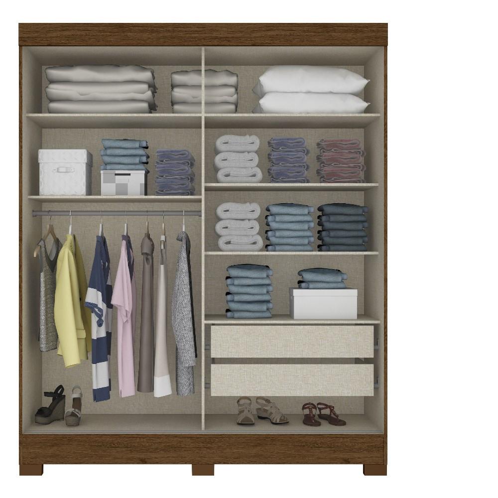 Guarda Roupa Solteiro 2 Portas Espelho 2 Gavetas B66 Henn - 3