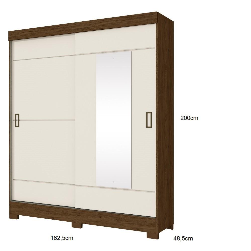 Guarda Roupa Solteiro 2 Portas Espelho 2 Gavetas B66 Henn - 4