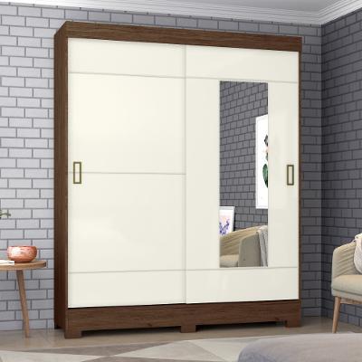 Guarda Roupa Solteiro 2 Portas Espelho 2 Gavetas B66 Henn