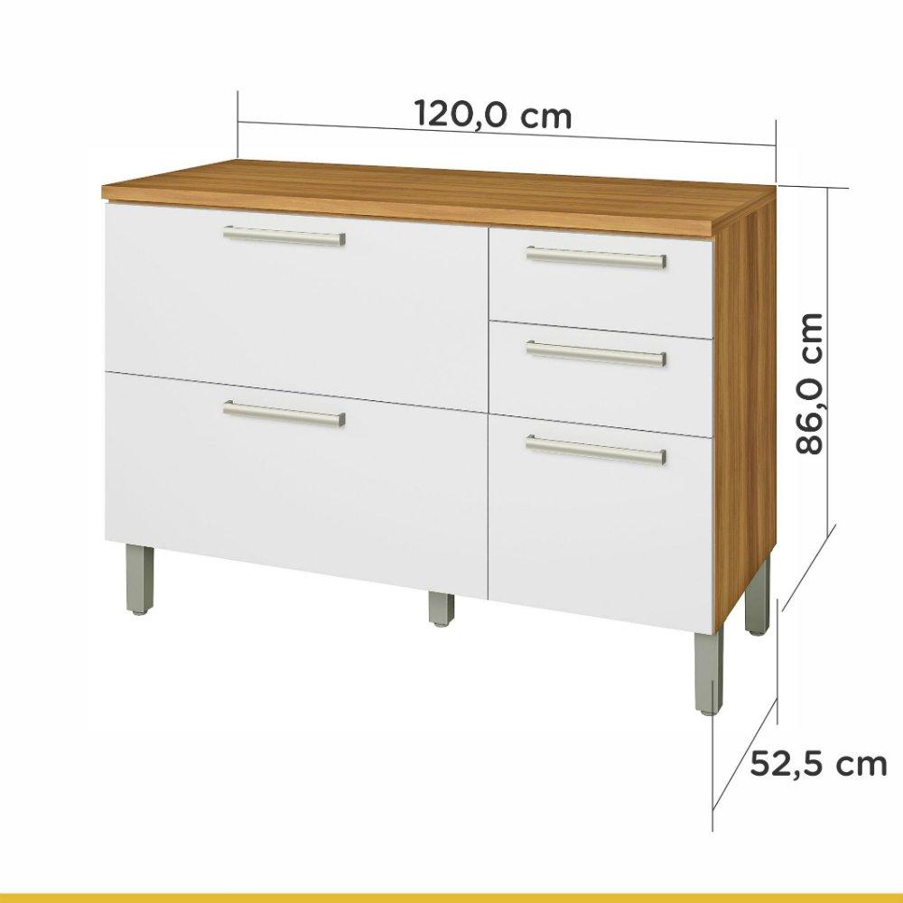 Balcão 2 Portas 3 Gavetas com Tampo Burguesa Nesher - 2