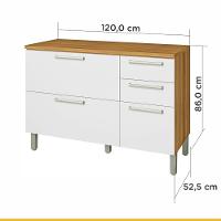 Balcão 2 Portas 3 Gavetas com Tampo Burguesa Nesher - 2