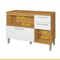 Balcão 2 Portas 3 Gavetas com Tampo Burguesa Nesher - 3