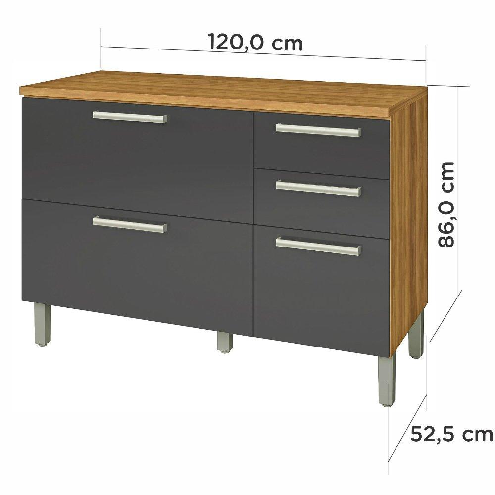 Balcão 2 Portas 3 Gavetas com Tampo Burguesa Nesher - 2