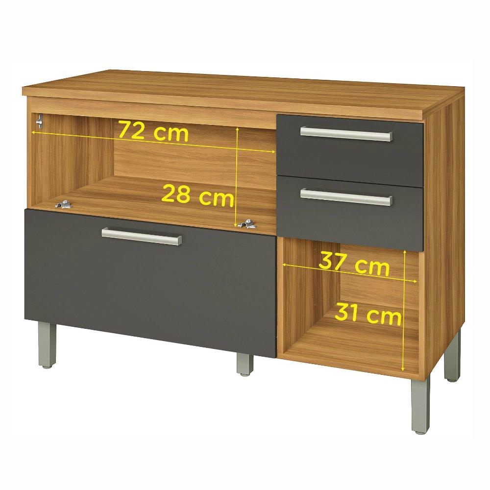 Balcão 2 Portas 3 Gavetas com Tampo Burguesa Nesher - 3