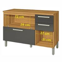 Balcão 2 Portas 3 Gavetas com Tampo Burguesa Nesher - 3