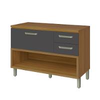 Balcão 1 Porta 2 Gavetas 120cm Tampo Princesa Nesher - 1