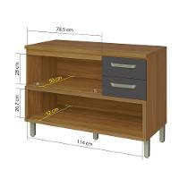 Balcão 1 Porta 2 Gavetas 120cm Tampo Princesa Nesher - 3