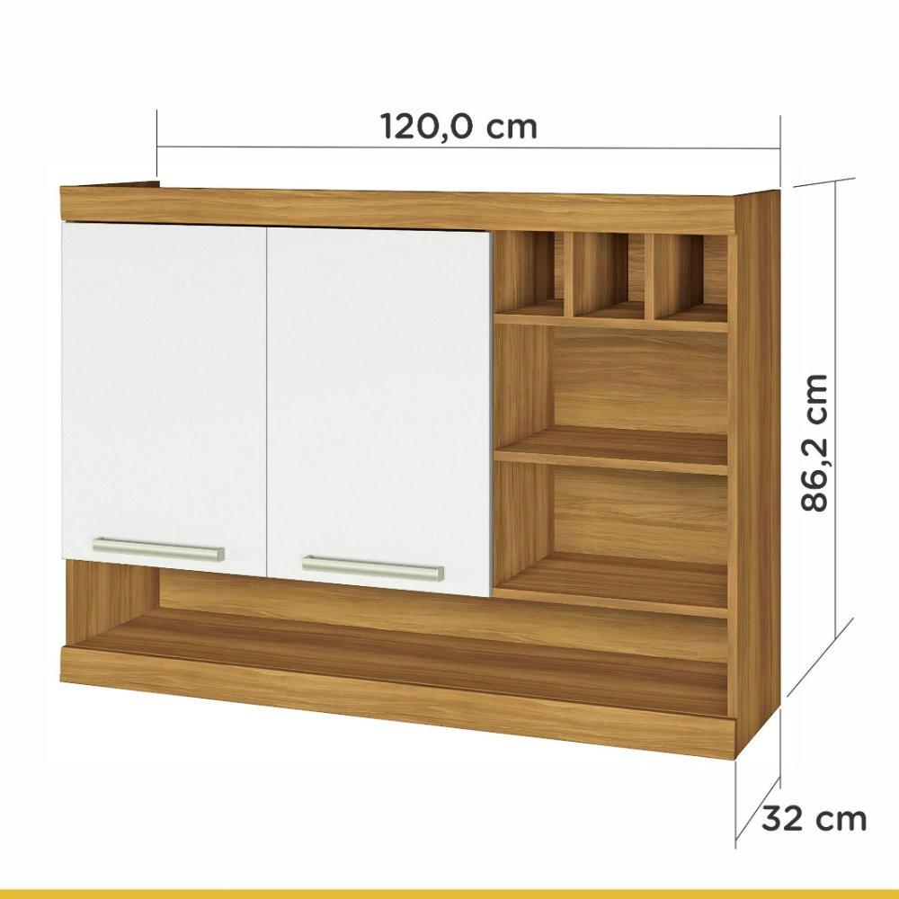 Armário Aéreo 2 Portas com Nichos e Adega Burguesa Nesher - 2