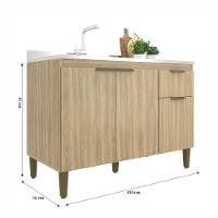 Balcão de Pia 3 Portas 1 Gaveta 120cm sem Pia 651 J Carvalho