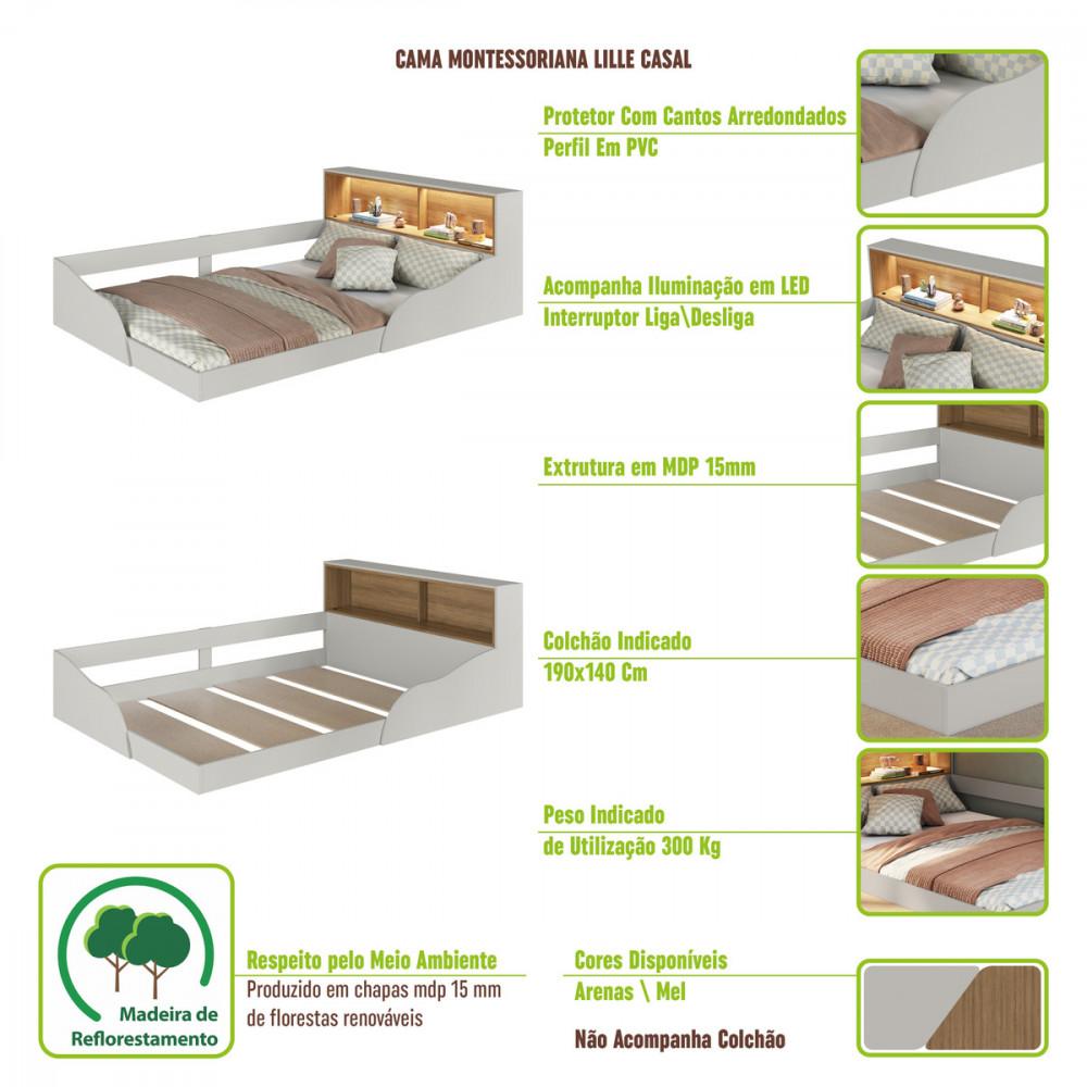 Cama Infantil Montessoriana com LED Casal Lille Art in Móveis - 6