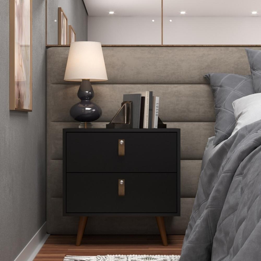 Mesa de Cabeceira 2 Gavetas com Pés Pádua J Carvalho - 2