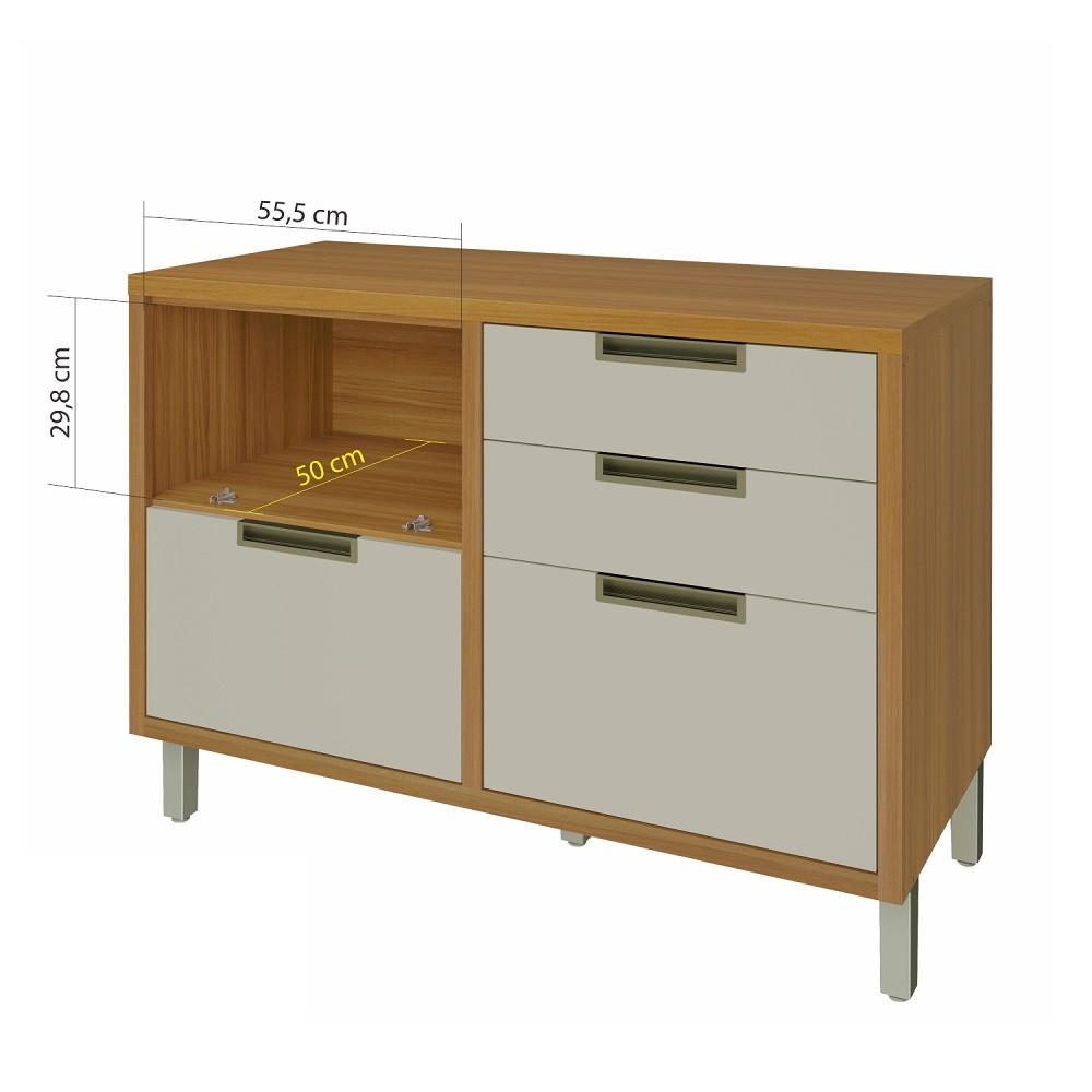 Balcão 1 Porta 4 Gavetas 120cm MDF Imperatriz Nesher - 3
