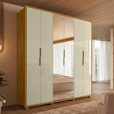 Guarda Roupa Casal com Espelho 6 Portas e Pés Em MDF Matisse Madetec