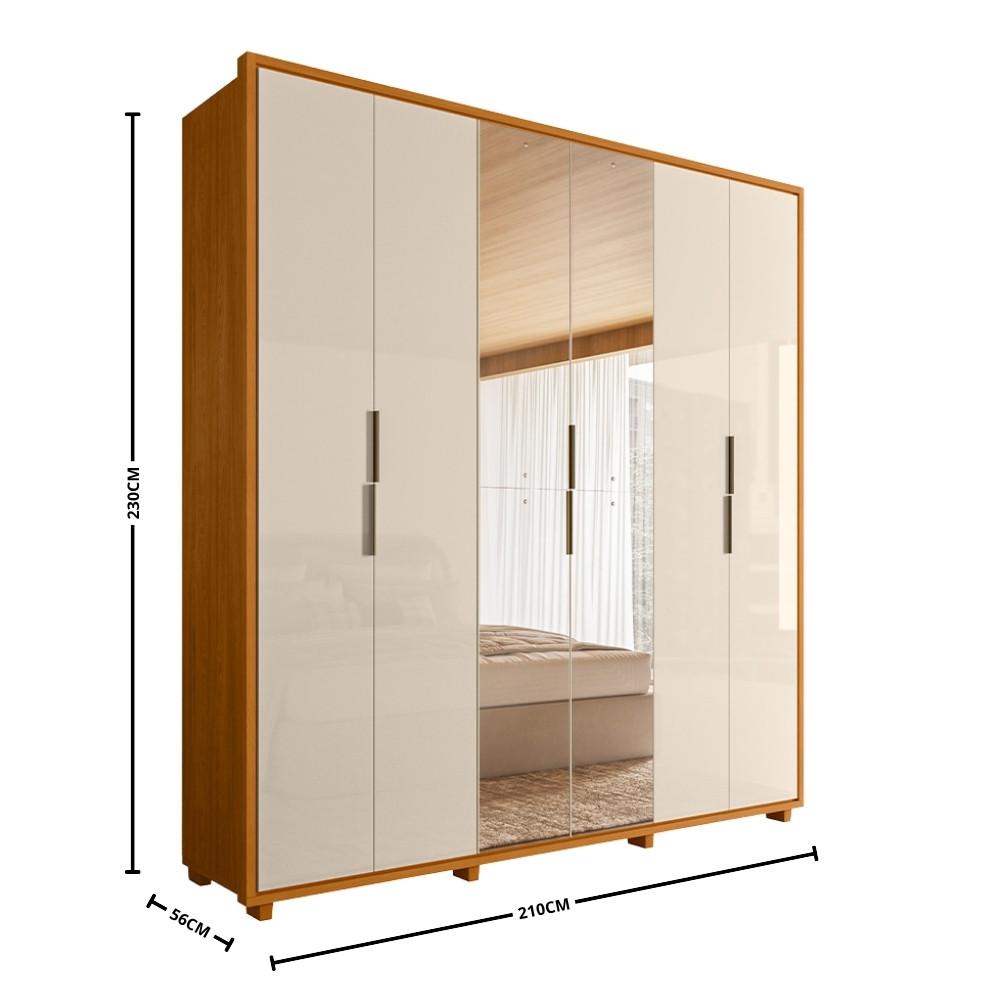 Guarda Roupa Casal com Espelho 6 Portas e Pés Em MDF Matisse Madetec - 4