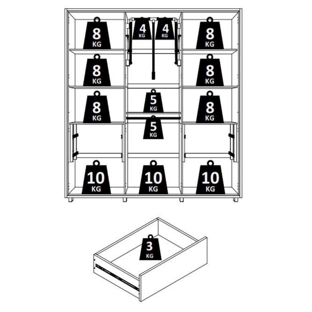 Guarda Roupa Casal com Espelho 6 Portas e Pés Em MDF Matisse Madetec - 5