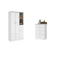 Quarto de Bebê Cômoda 4 Gavetas e Guarda Roupa 3 Portas Tedy Percasa - 3