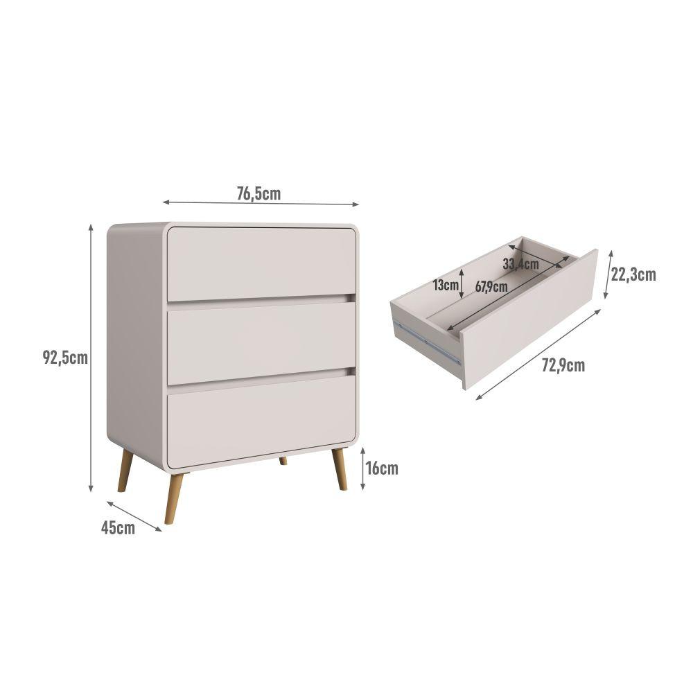 Cômoda Infantil 3 Gavetas Wave Completa Móveis - 3