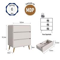 Cômoda Infantil 3 Gavetas Wave Completa Móveis - 5