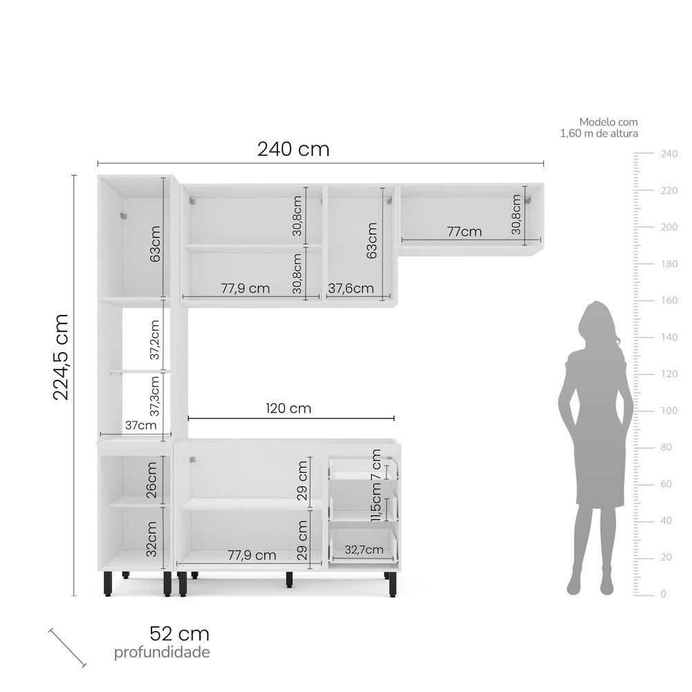 Cozinha Modulada 4 Peças sem Pia Amara Politorno Móveis - 4