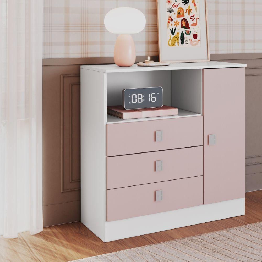 Cômoda Infantil 3 Gavetas 1 Porta Sofia Percasa - 1